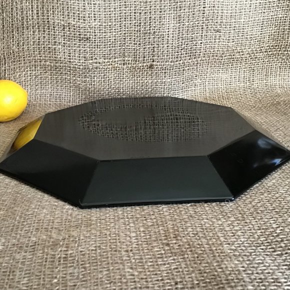 Octime Large  Black Glass Platter / Serving Plate  Octagonal Shape - Picture 4 of 4